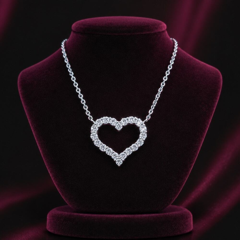 1 Carat Lab Created Moissanite  Heart Shape Pendant Jewelry